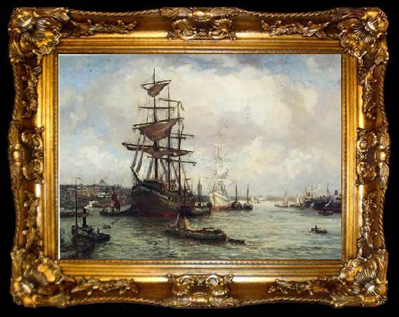 framed  unknow artist Seascape, boats, ships and warships. 78, ta009-2